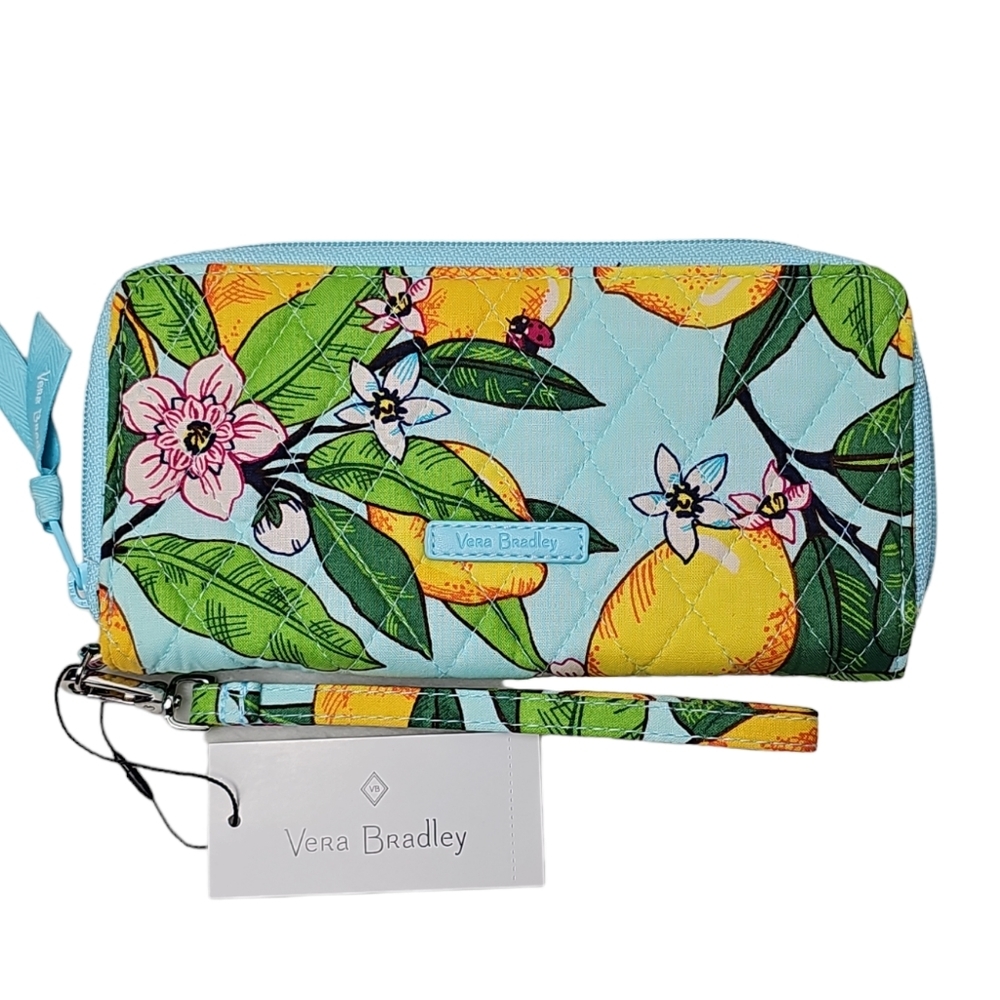 Vera Bradley RFID Lemons Quilted Cotton Wristlet